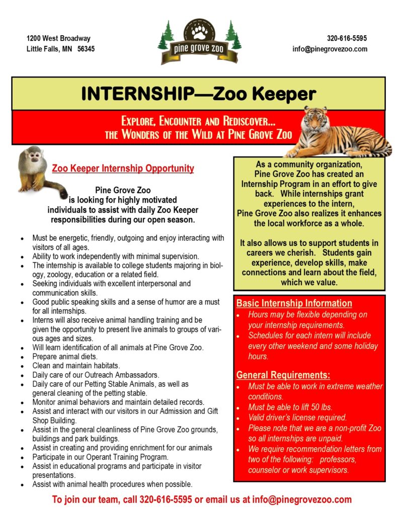 Careers / Internships Pine Grove Zoo